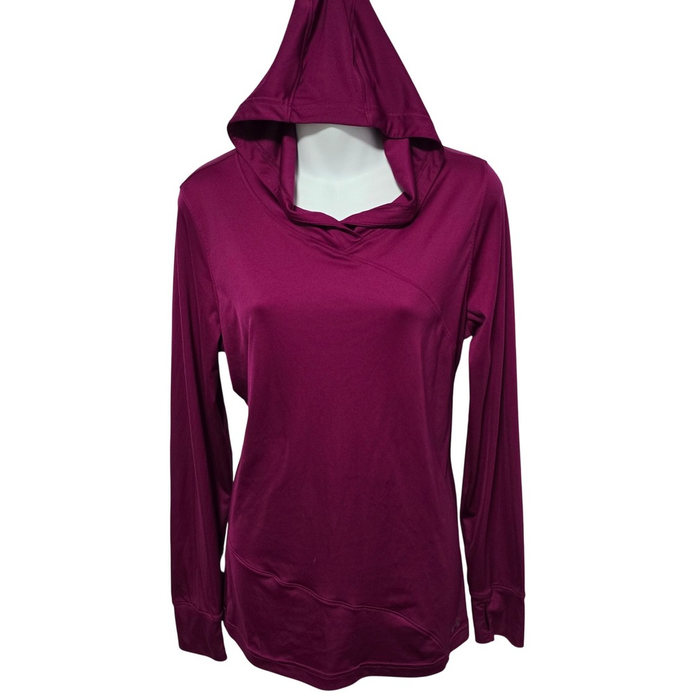 Under Armour HeatGear Catalyst Hoodie Womens XL Purple Thumbhole Fitted Running‎